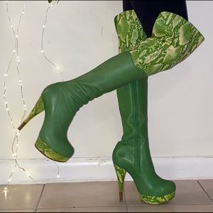 david & saul thigh high python boots